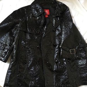 Black patent faux leather jacket